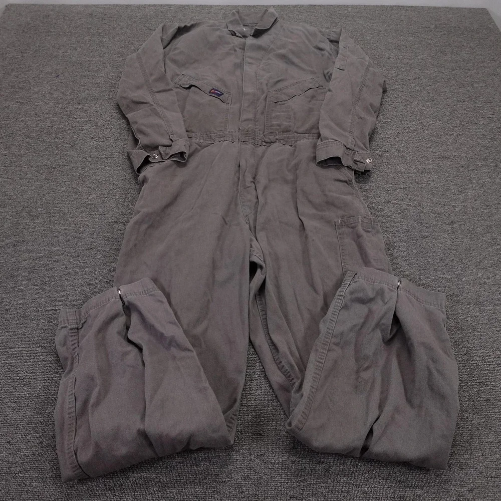 LAPCO FR Coveralls Mens Large Gray Cotton Twill Flame Resistant CAT 2 Workwear
